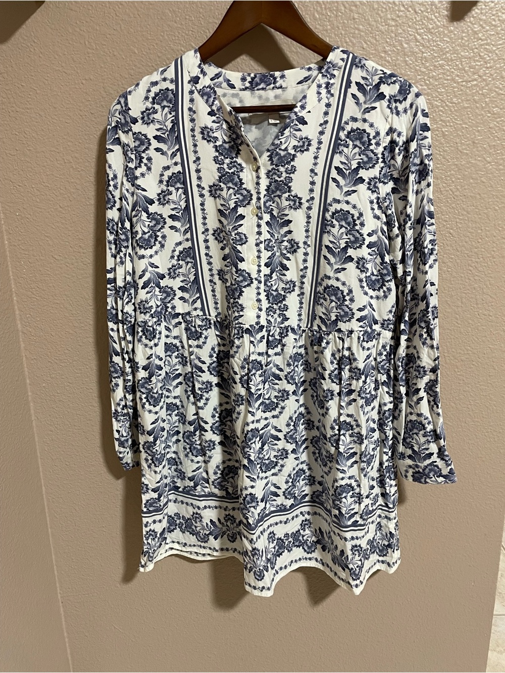 Loft Blue and White Floral Tunic Dress